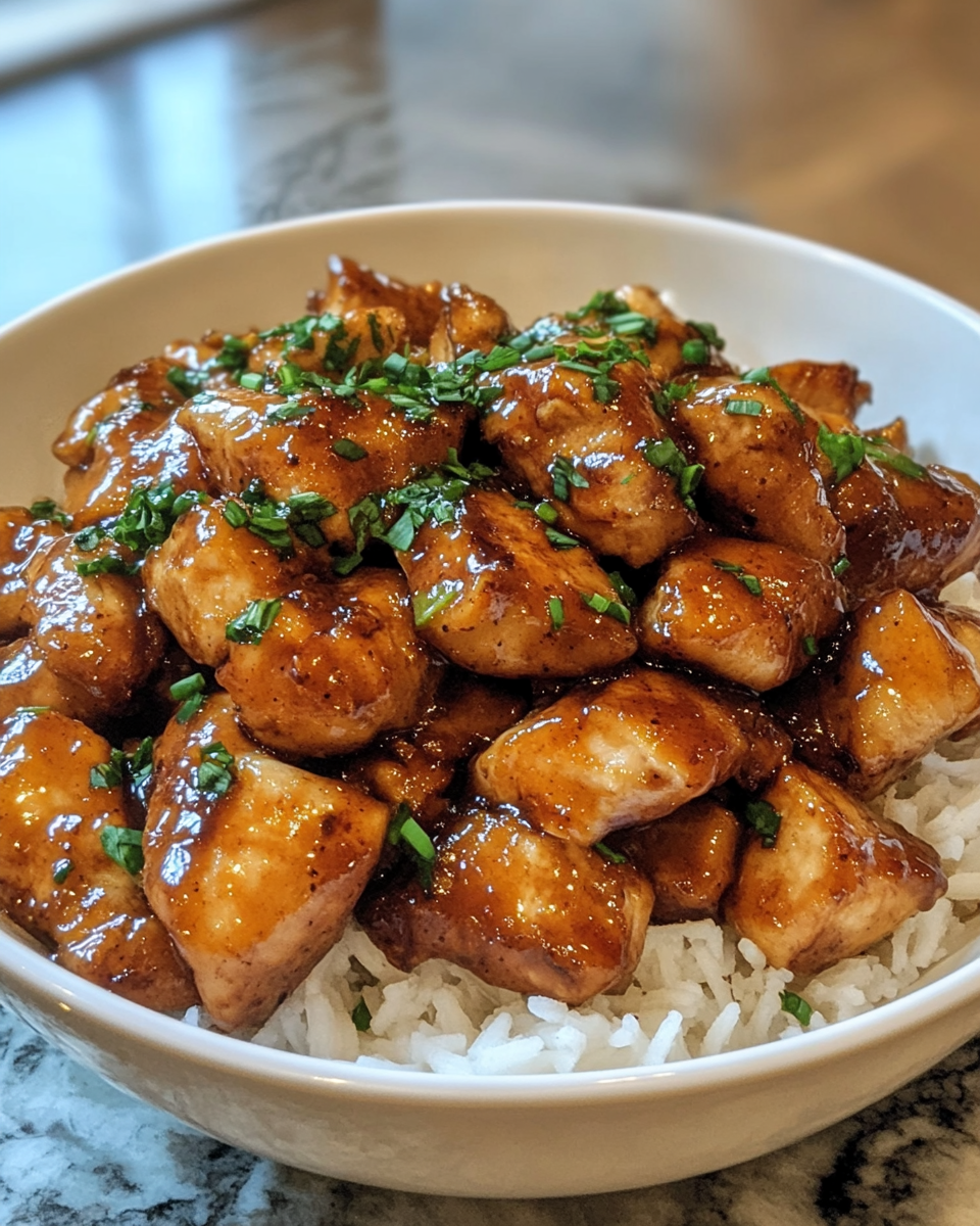 Cooking pineapple bourbon chicken on stove