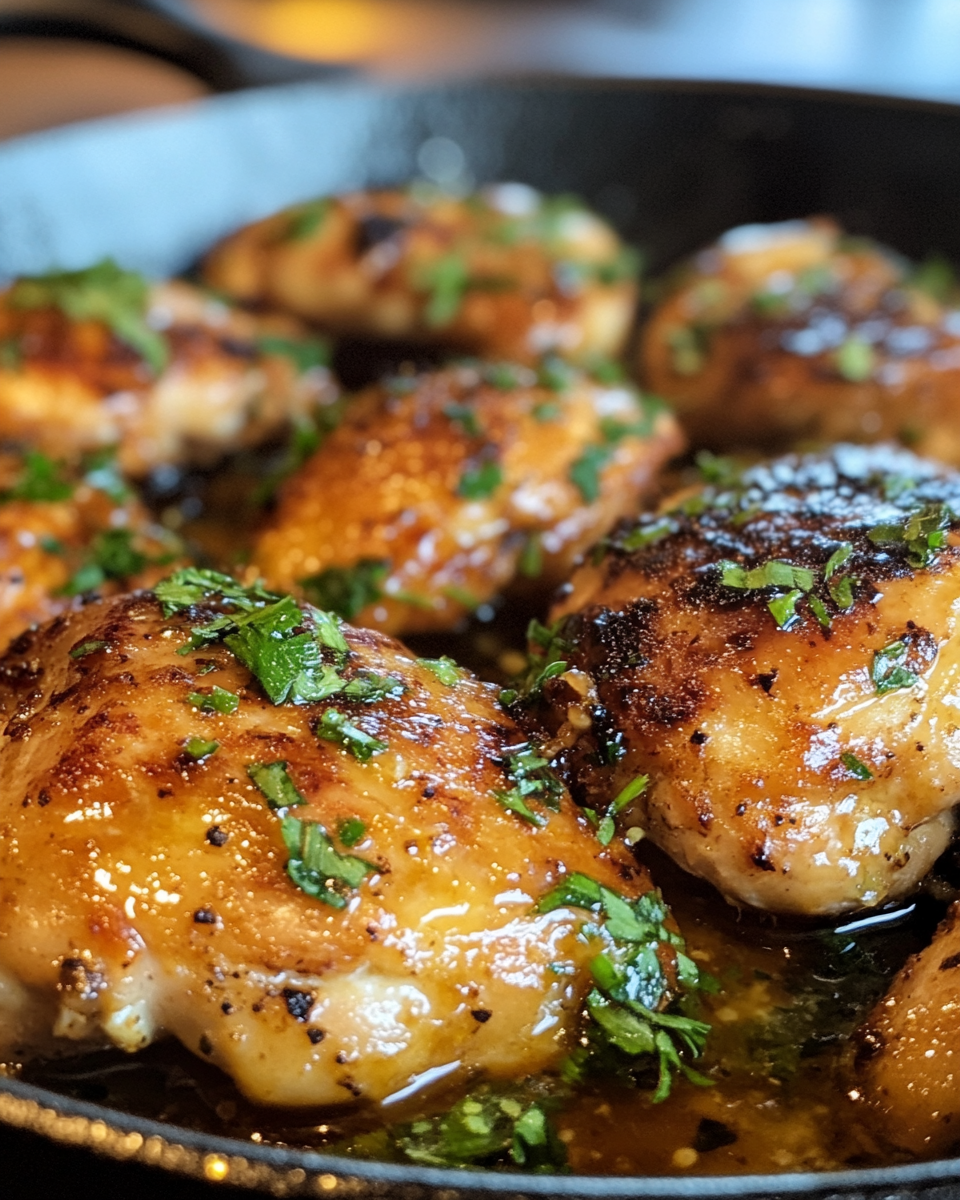 Garlic butter chicken cooking timeline in skillet