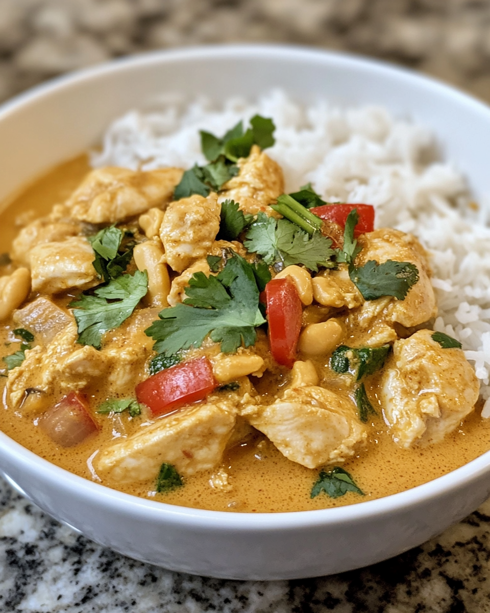 Bowl of finished peanut curry soup