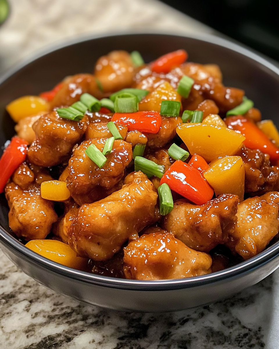 Chicken cooking with vegetables in skillet