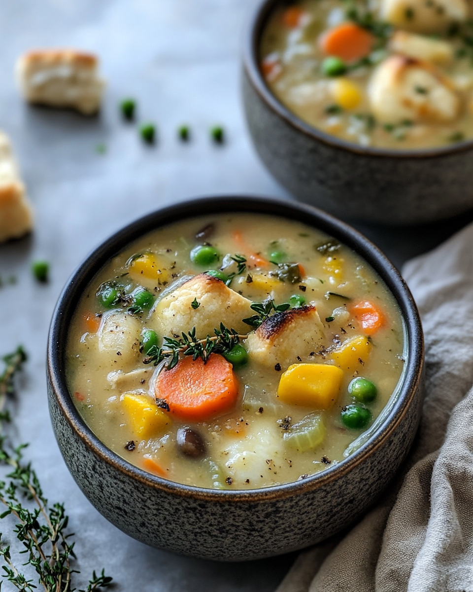 Step by step pressure cooker veggie pot pie soup preparation