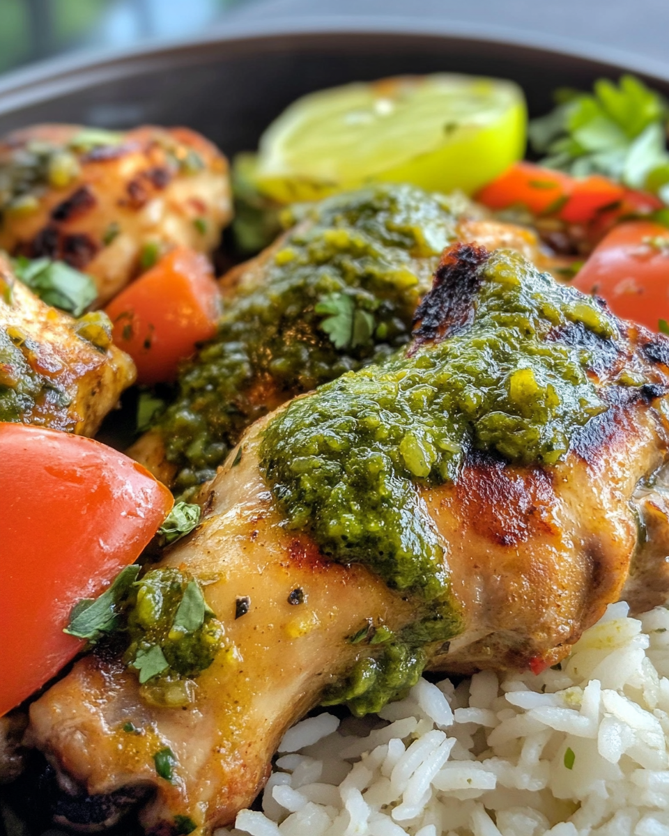Peruvian chicken with green sauce freshly cooked