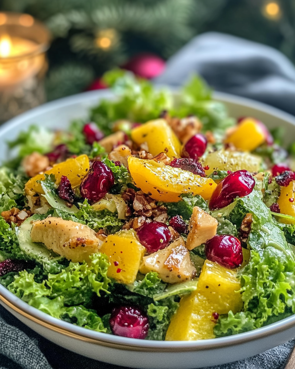 Winter Christmas salad with honey mustard dressing